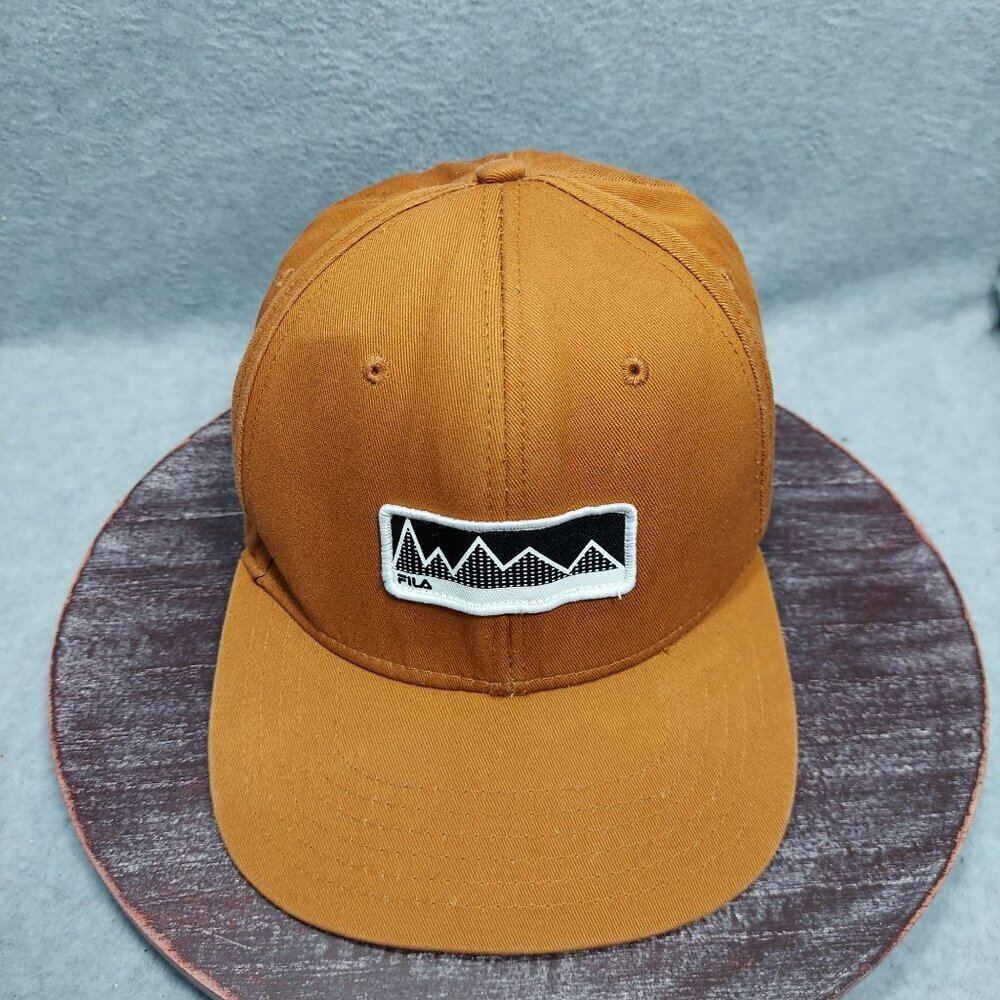 FILA Orange Adventure Snapback Hat With Mountain Patch